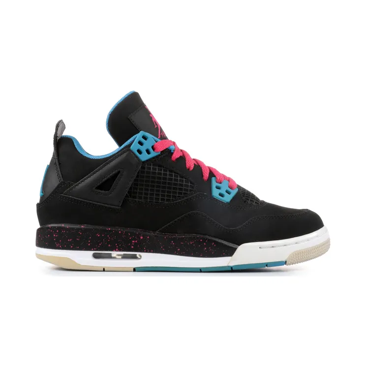 Girls Air Jordan 4 Retro Black Dynamic Blue Pink (487724-019)