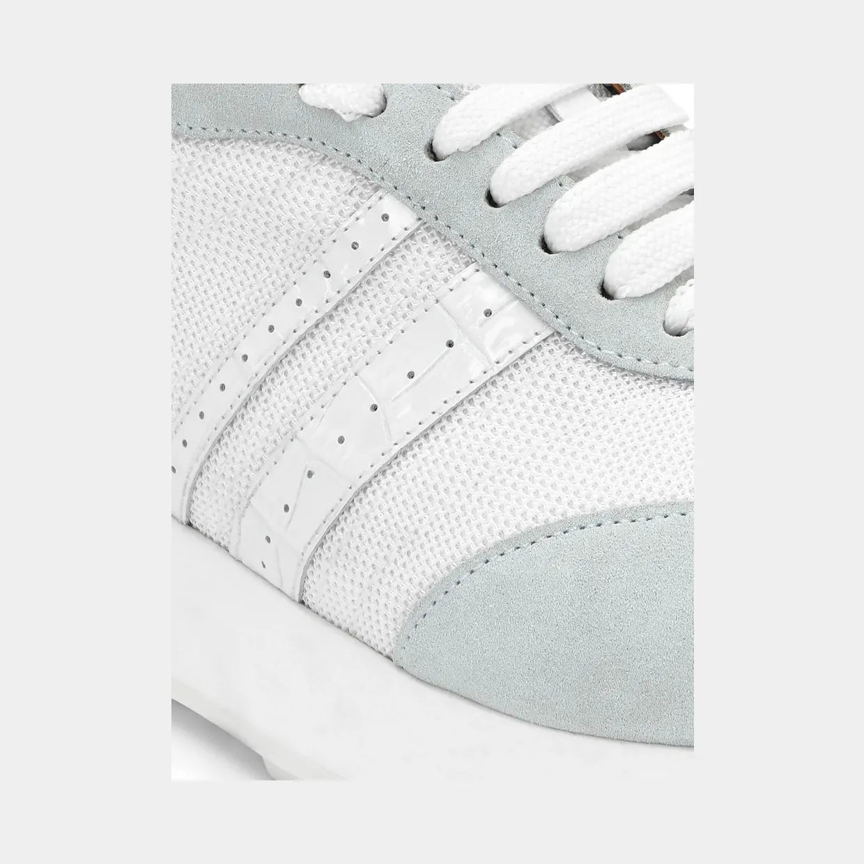 Billionaire Two-Tone Suede and Mesh Low-Top Trainers with Metallic Logo White (RAESMSC4068BCO024N01) (3)