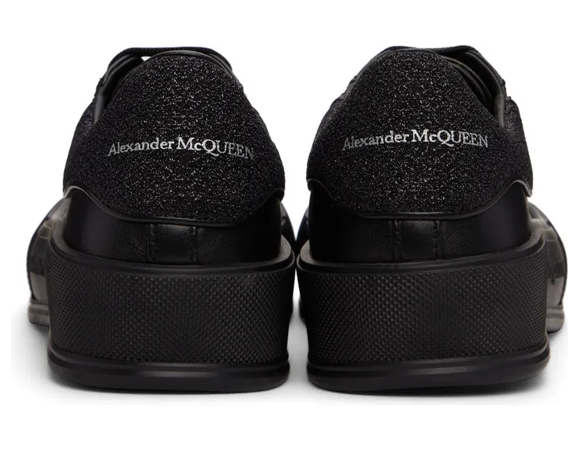 Alexander McQueen Black Glitter Deck Plimsoll Sneakers (682410WIB66) (4)