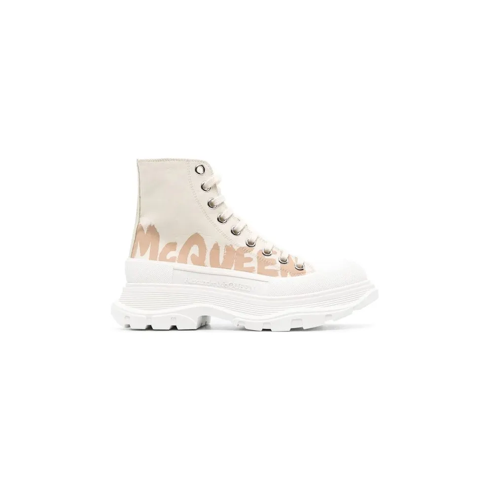 Alexander McQueen Tread Slick High Top Sneakers Beige (708752 W4RQ2 2257)