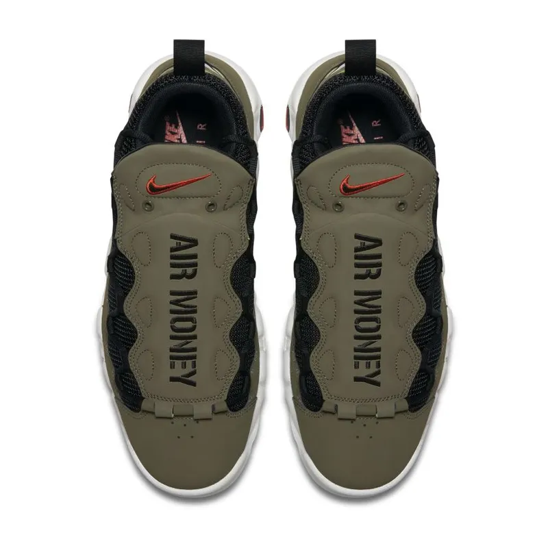 Nike Air More Money Medium Olive Medium Olive/Habanero Red-Summit White-Black (AJ2998-200)