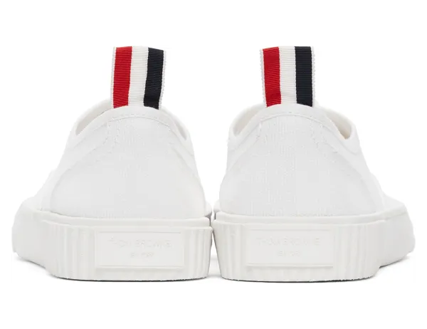Thom Browne White Canvas Vulcanized Sneakers (MFD201A-01588) (4)