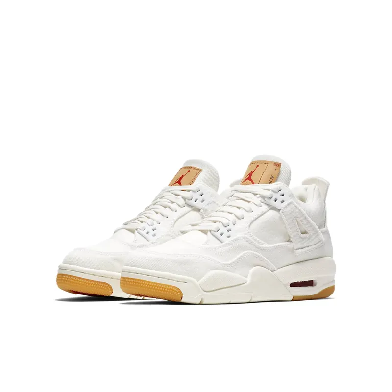Jordan 4 Retro Levi’s White (GS) (Levi’s Tag) White/White-White (AQ9103-100)