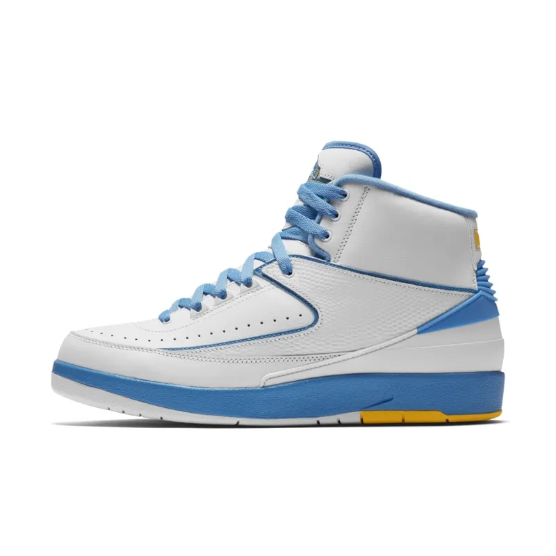Jordan 2 Retro Melo (2018) White/University Blue-Varsity Maize (385475-122)