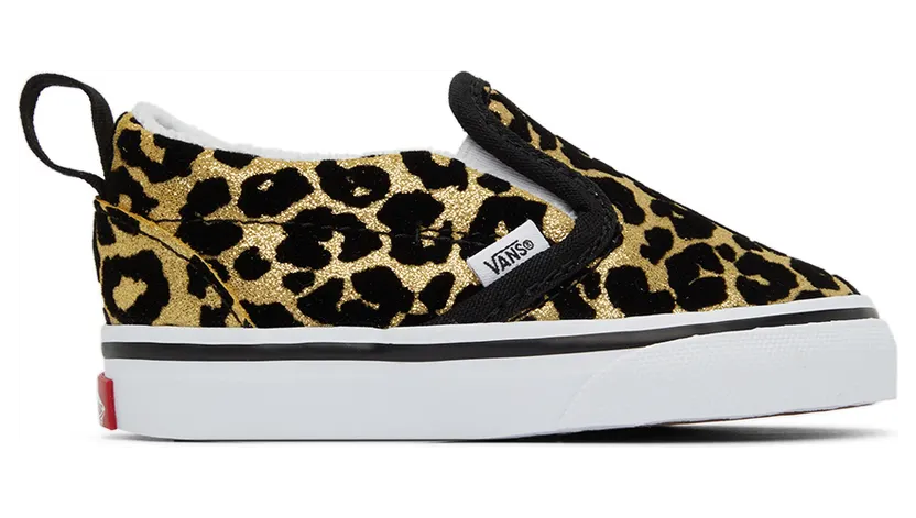 Vans Baby Black & Gold Leopard Slip-On V Sneakers (VN000UBSABS1)