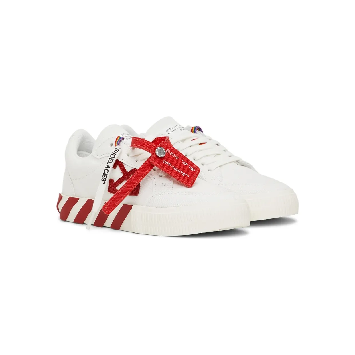 Off-White Kids White & Red Canvas Vulcanized Low Sneakers (OBIA003F21FAB0010125) (4)