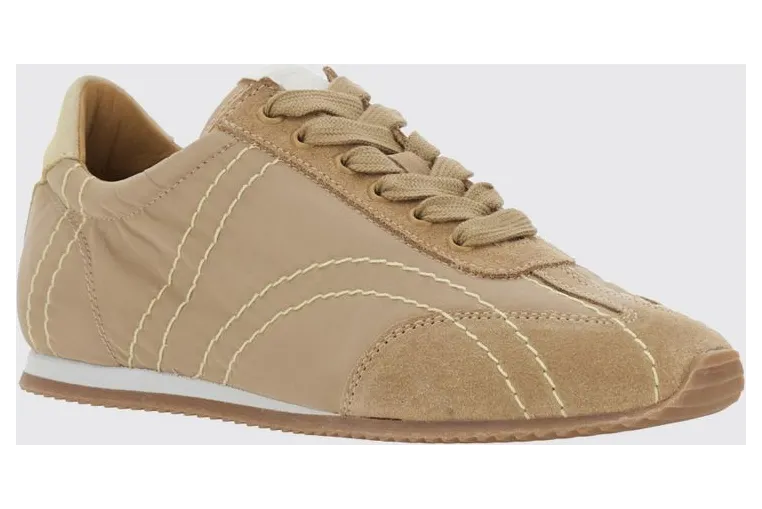 Toteme Bicolor Recycled Nylon and Suede Sneakers Sand (263WAS0357FB0137431)