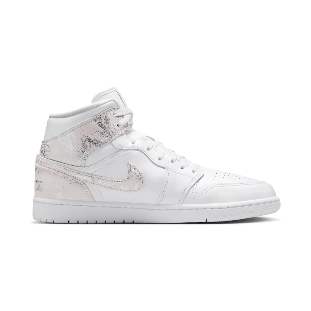 Jordan 1 Mid SE “Distressed White Field Silver” (IR2271-100)