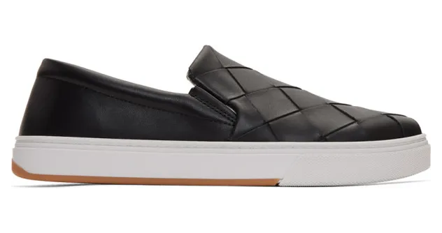 Bottega Veneta Black Maxi Intrecciato Slip-On Sneakers (608751 VT031)