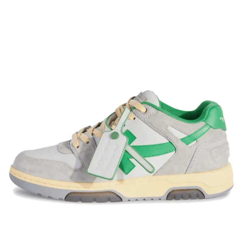 OFF-WHITE Out Of Office OOO Low Tops Light Grey Green (OMIA189S24LEA0110555)