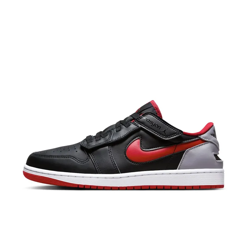 Jordan 1 Low FlyEase Black Cement Grey White Fire Red (DM1206-006)