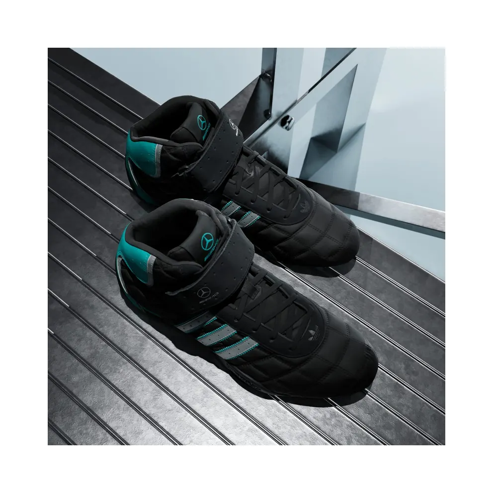 Adidas ADIRACER HI MERCEDES AMG PETRONAS F1 TEAM Shoes Core Black / Matte Silver / Semi Mint Rush (KJ1190)