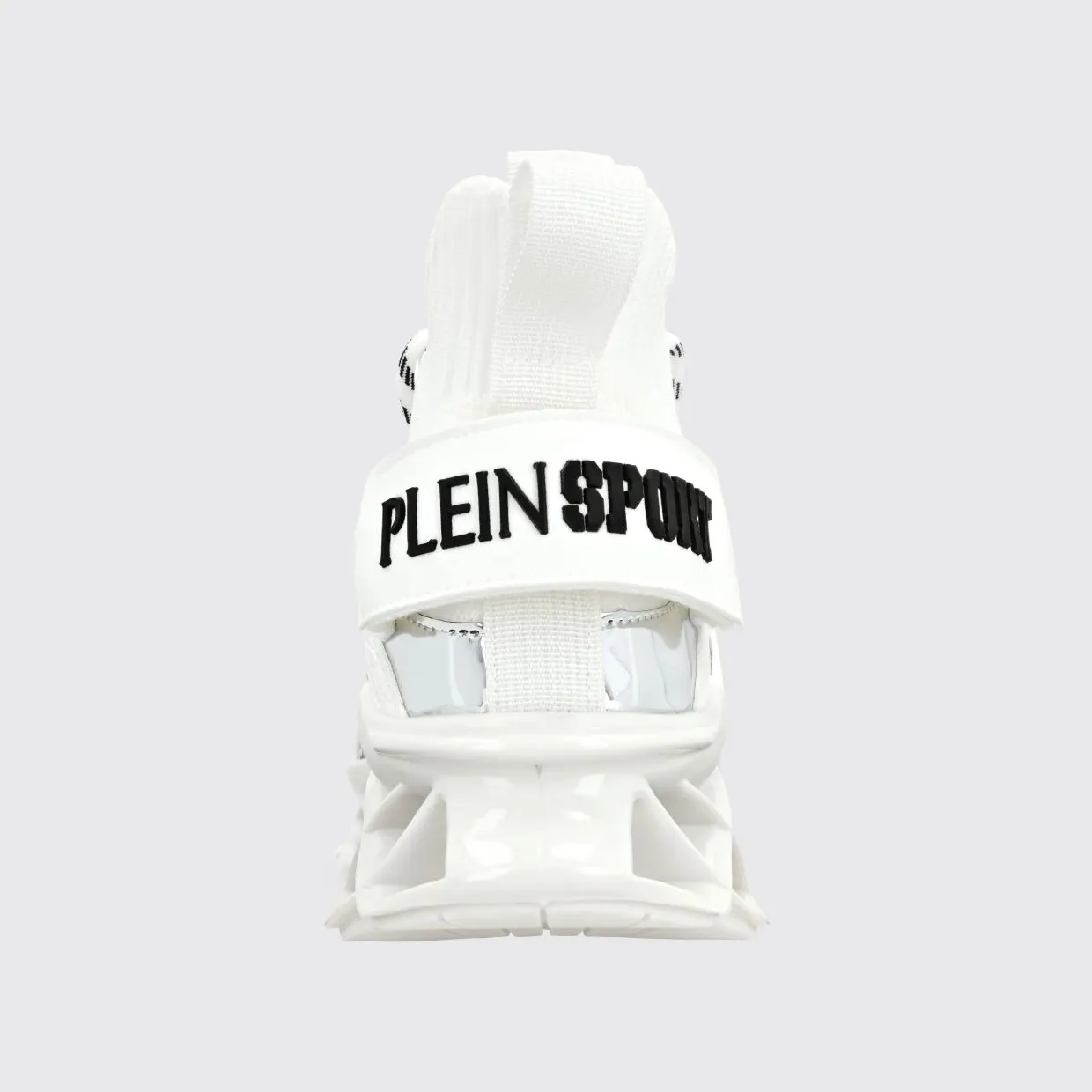 Plein Sport Runner Tiger High-Top Sneakers in Mesh with an Elasticated Ankle White (FABSUSC0334STE003N01) (2)