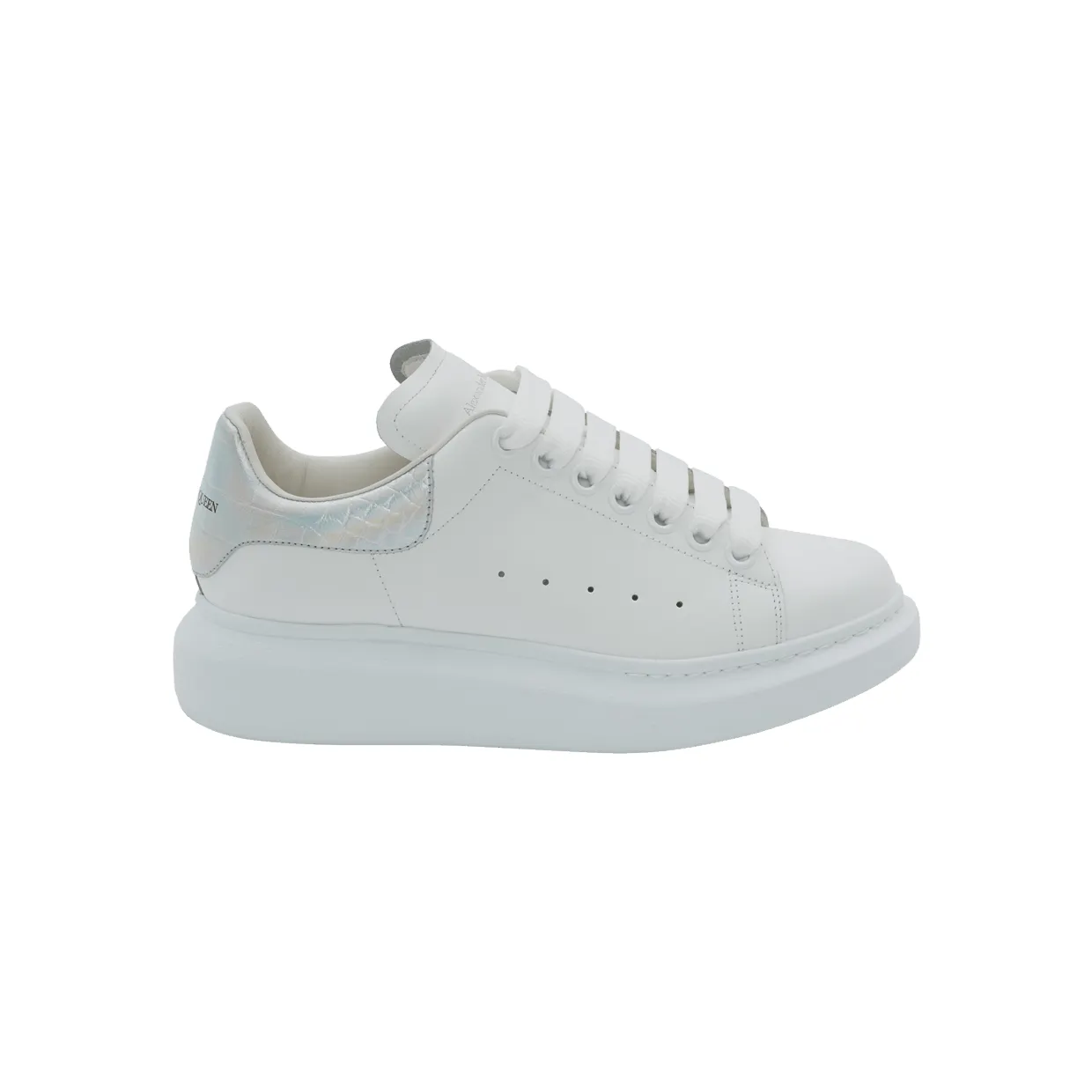 Alexander McQueen Oversized White Iridescent Heel Tab (553770 WIB9V 9637)