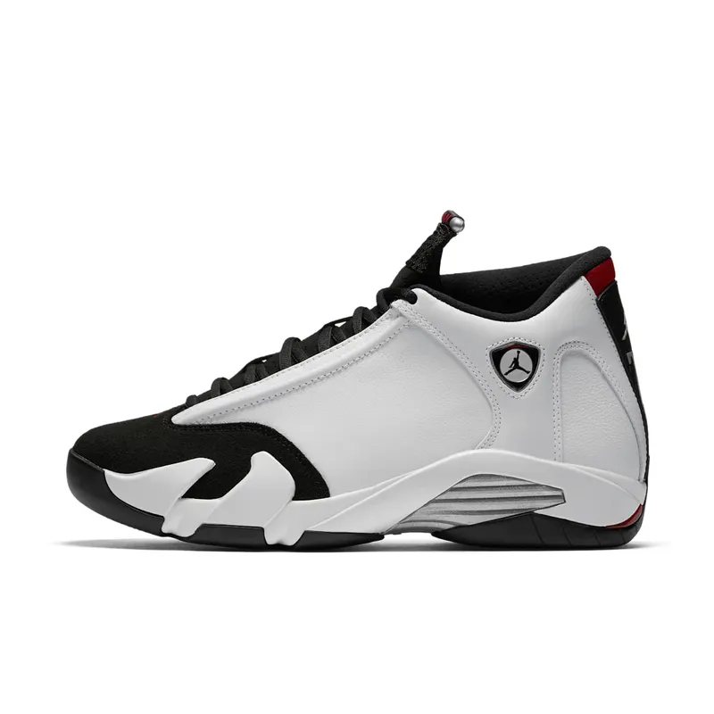 Jordan 14 Retro Black Toe (2014) White/Black-Varsity Red-Metallic Silver (487471-102)