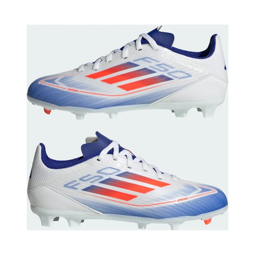 adidas F50 League Firm/multi-ground Cleats Kids “Cloud White / Solar Red / Lucid Blue” (IF1367)