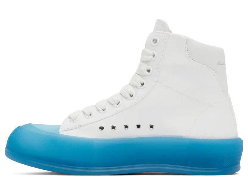 Alexander McQueen White & Khaki Deck Plimsoll Hi Sneakers (667820W4MVW) (3)
