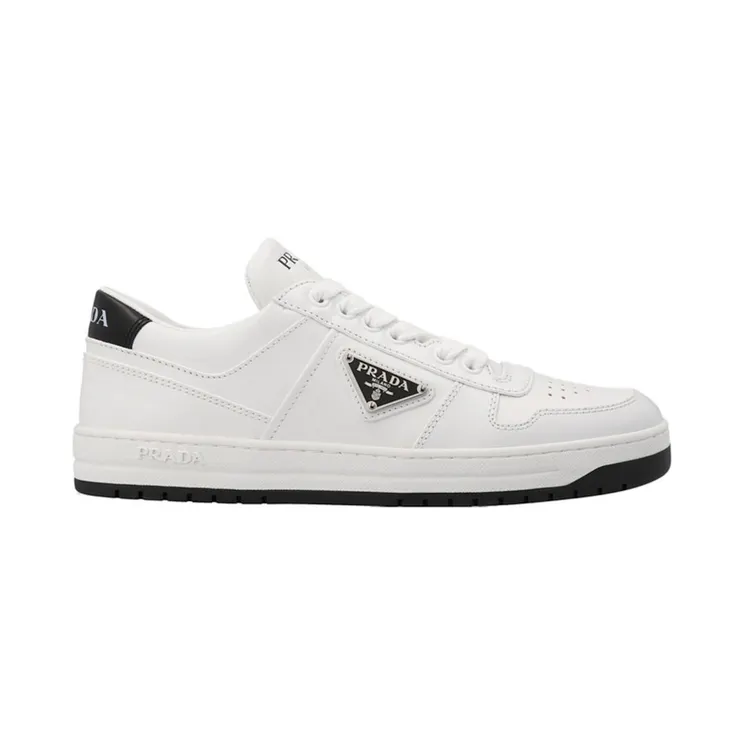 Prada Downtown Low Top Sneakers Leather White Black (1E792MF0303LJ6-F0964)
