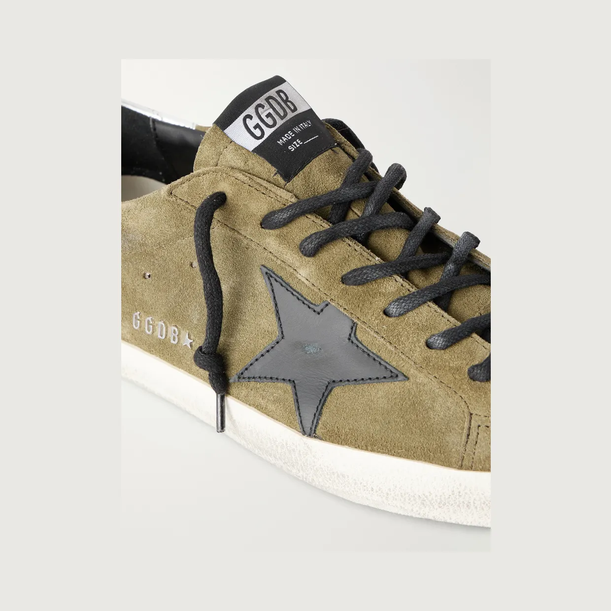 Golden Goose Super-Star Distressed Leather-Trimmed Suede Sneakers Dark green (GMF00101.F008697) (5)