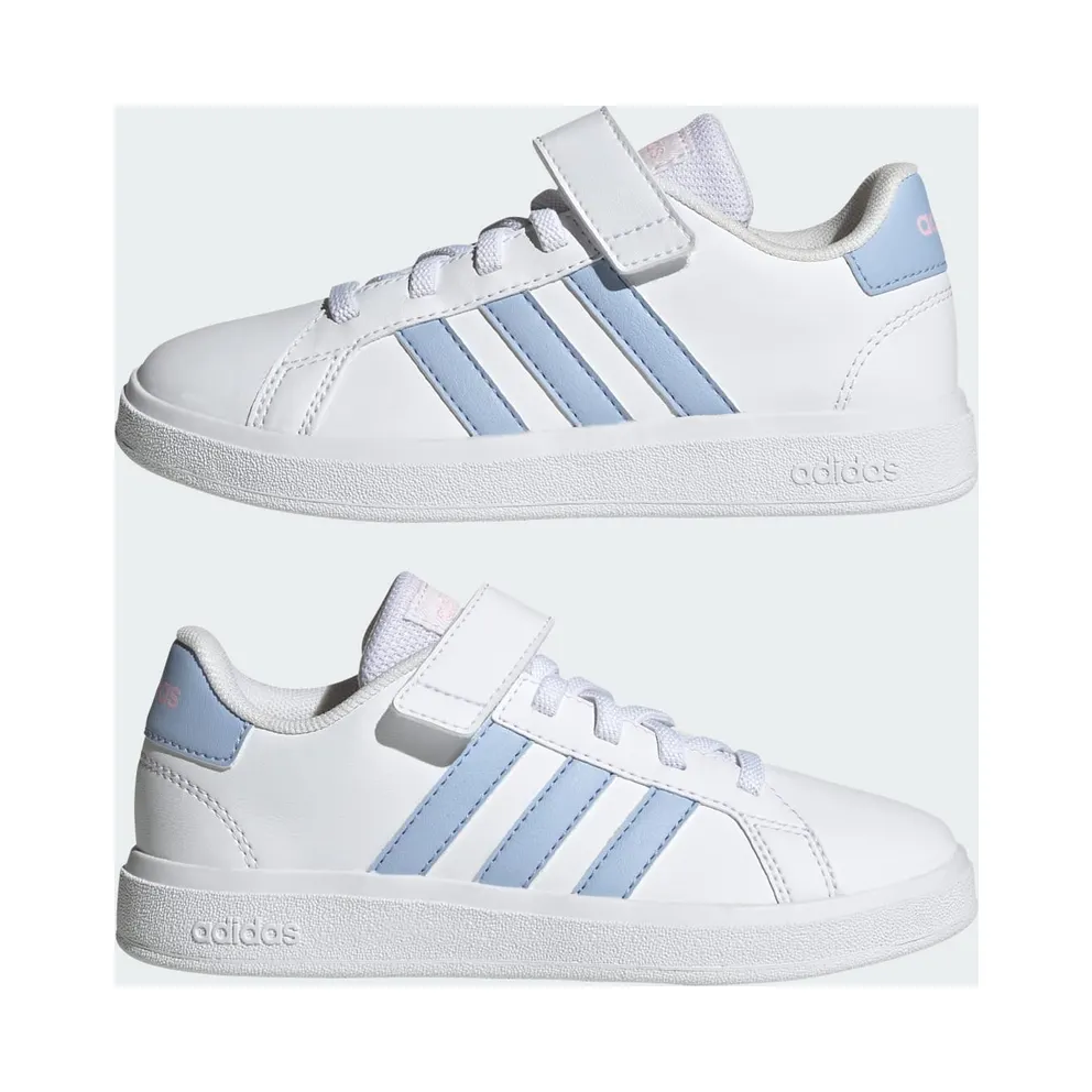 adidas Grand Court 2.0 Shoes Kids “Cloud White / Blue Dawn / Clear Pink” (IG4841)