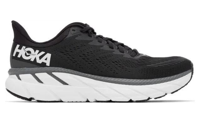 Hoka One One Black and White Clifton 7 Sneakers (1110508 BWHT)