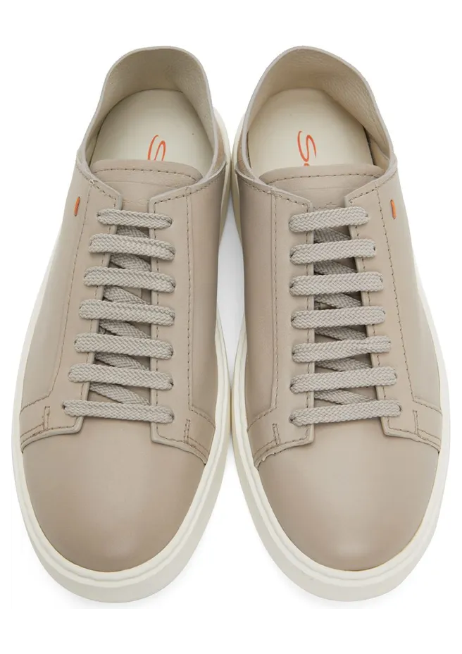 Santoni Taupe Buffed Leather Sneakers (MBCD21630BARGOGAE24) (5)
