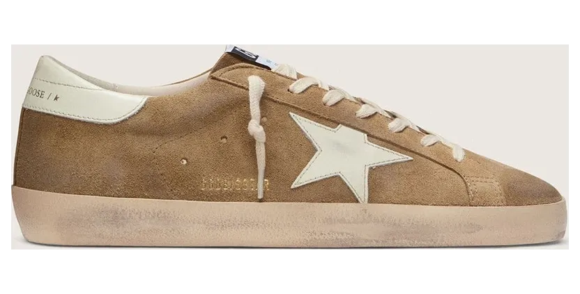 Golden Goose Men’S Super-Star In Tobacco Suede With White Leather Star (GMF00101.F008926.16121)