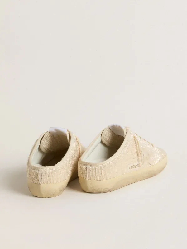 Golden Goose Super-Star Sabot In Beige Canvas With Embroidered Beads And Beige Suede Star (GWF00110.F007261.65221) (5)