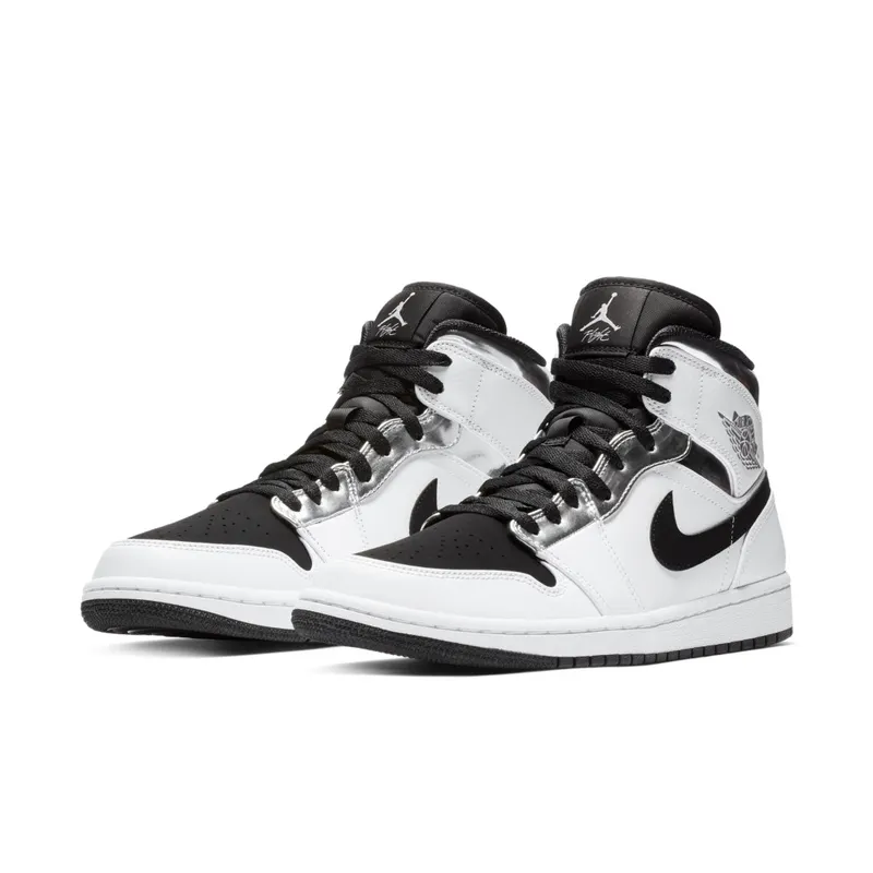 Jordan 1 Mid Alternate Think 16 White/Metallic Silver-Black (554724-121)