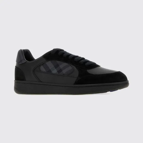 BURBERRY Terrace Side Check Suede and Leather Sneakers Black (8127508)
