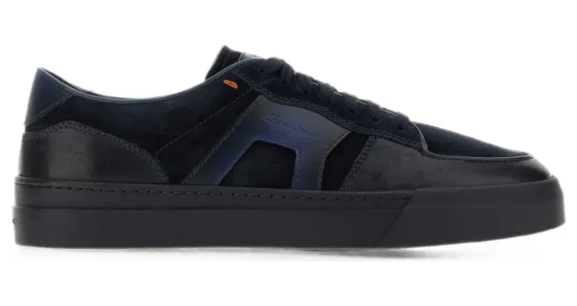 Santoni Leren met suède vlak “Blue” (MBGT22221OCNTGEU)