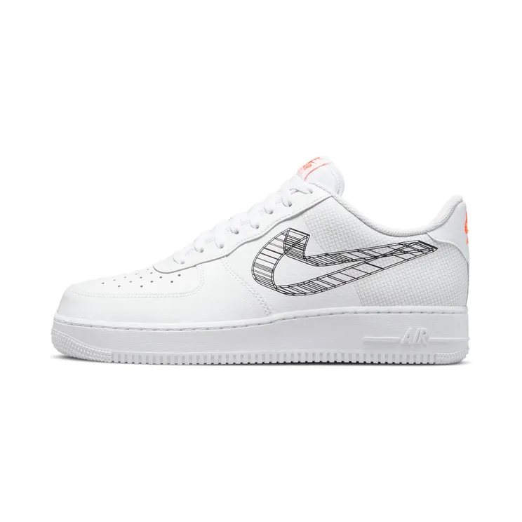 Nike Air Force 1 3D Swoosh “White / Total Orange / Pure Platinum / Black” (DR0149-100)