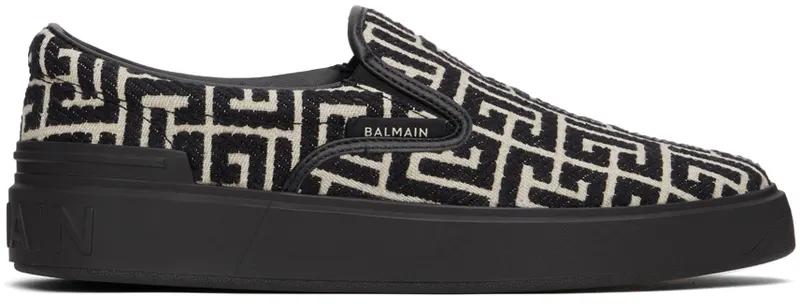 Balmain Black & White Jacquard B Court (XM1VL291TJCM)