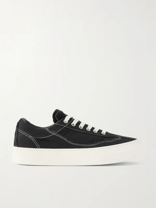 Omni Dellow Leather-Trimmed Distressed Drill Sneakers Black (OM01012)