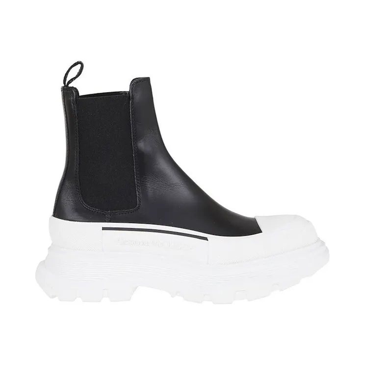 Alexander McQueen Chelsea Tread Ankle Boot Black White (635714WHZ611071)