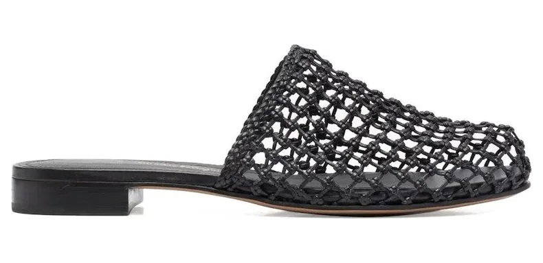 Ferragamo Woven-Design Leather Mules Black (01D440752553)