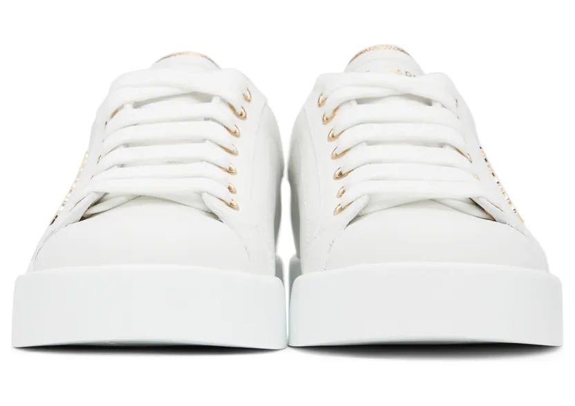 Dolce & Gabbana White & Gold Portofino Sneakers (CK1602 AN298) (2)