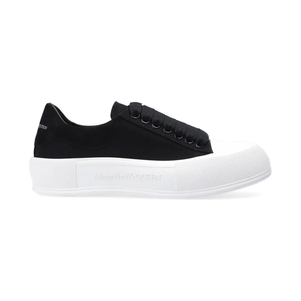 Alexander McQueen Deck Skate Plimsoll Lace-Up Black White (W) (654593 W4PQ1 1070)