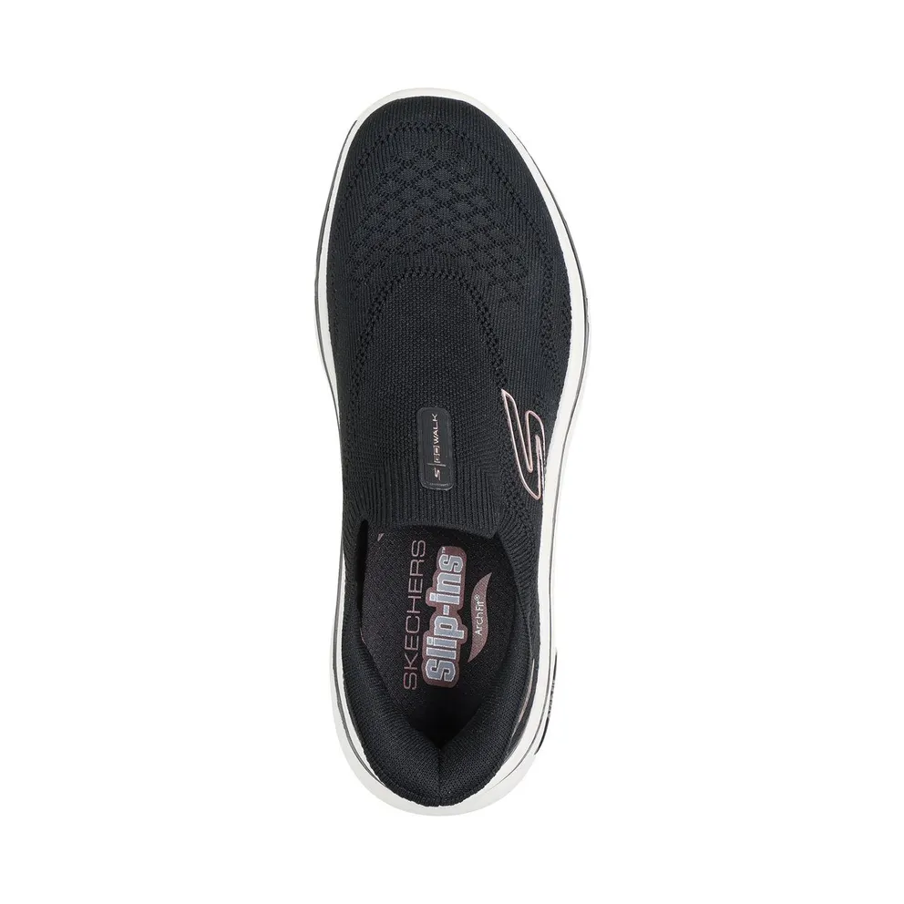 Skechers Slip-Ins: GO Walk Arch Fit 2.0 “Tatum Sneaker Black / Roos Gold” (125343BKRG)