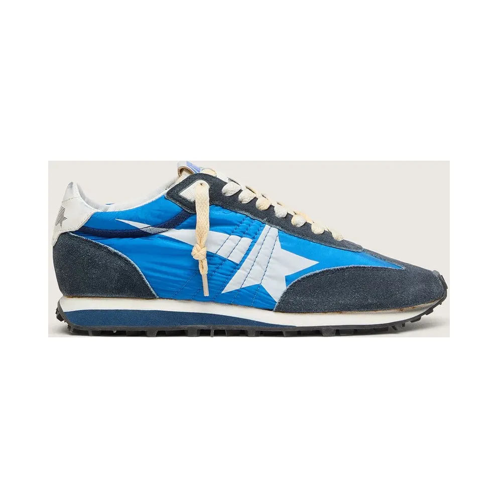 Golden Goose Men’S Marathon With Blue Nylon Upper And White Star (GMF00683.F005463.50738)