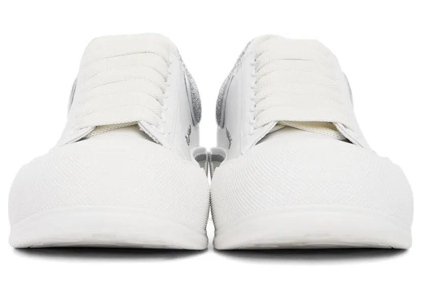 Alexander McQueen White & Silver Deck Lace-Up Plimsoll Sneakers (682410WIB67) (2)