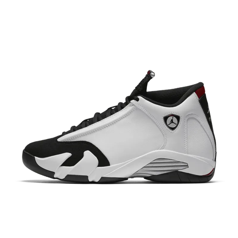 Jordan 14 Retro Black Toe (2014) White/Black-Varsity Red-Metallic Silver (487471-102)