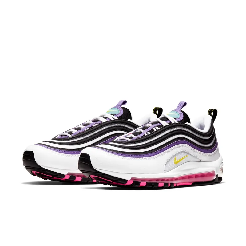 Nike Air Max 97 “White / Bright Violet / Aurora Green / Dynamic Yellow” (921826-106)
