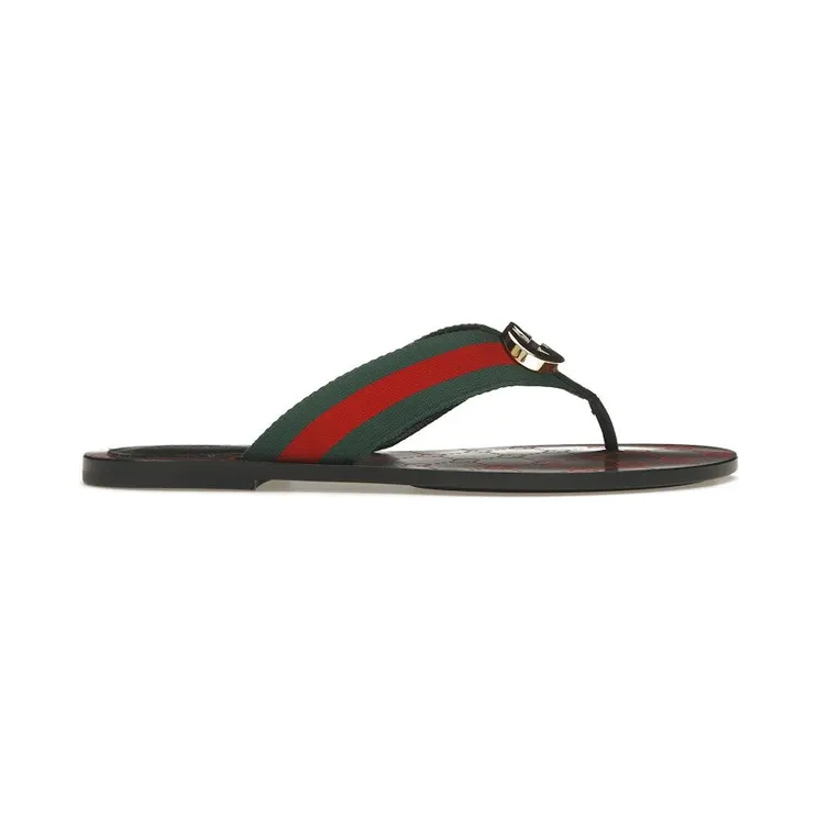 Gucci Web Thong Sandal Black Leather (612138 H9020 8476)