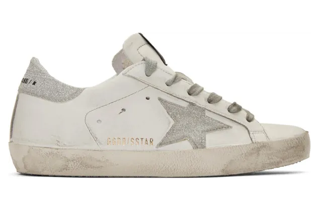 Golden Goose SSENSE Exclusive White and Silver Glitter Superstar Sneakers (F36WS590.E51)