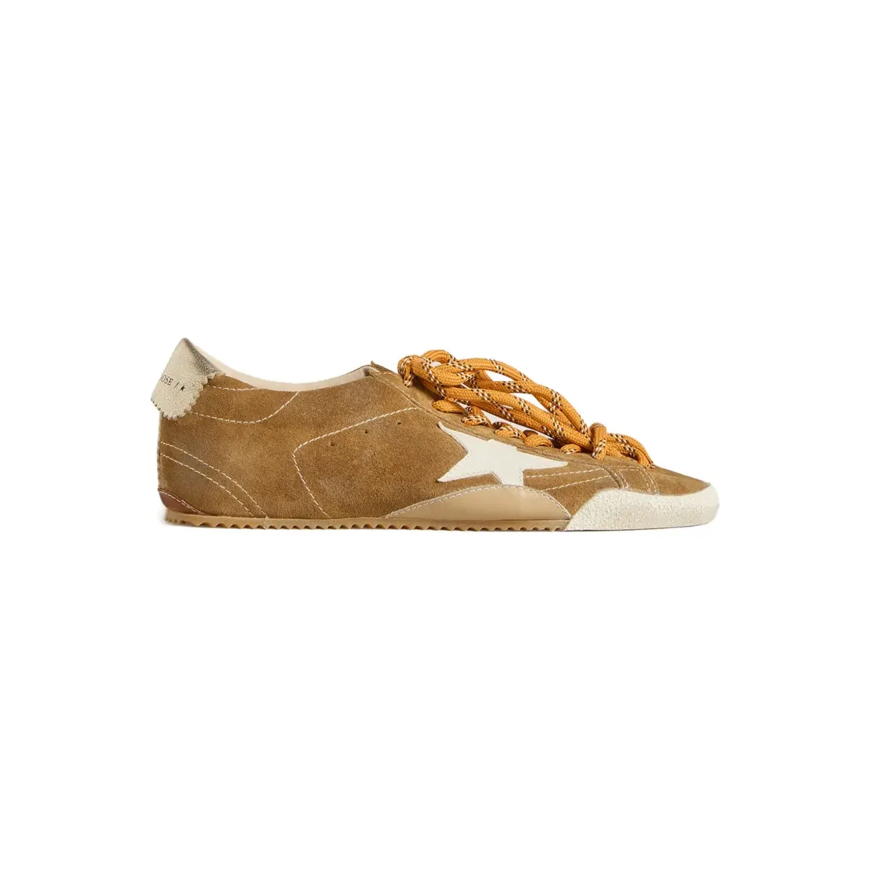 Golden Goose True-Star aus tabakfarbenem Wildleder mit weißem Stern und Platinabsatz “Brown” (GMF00922F007393)