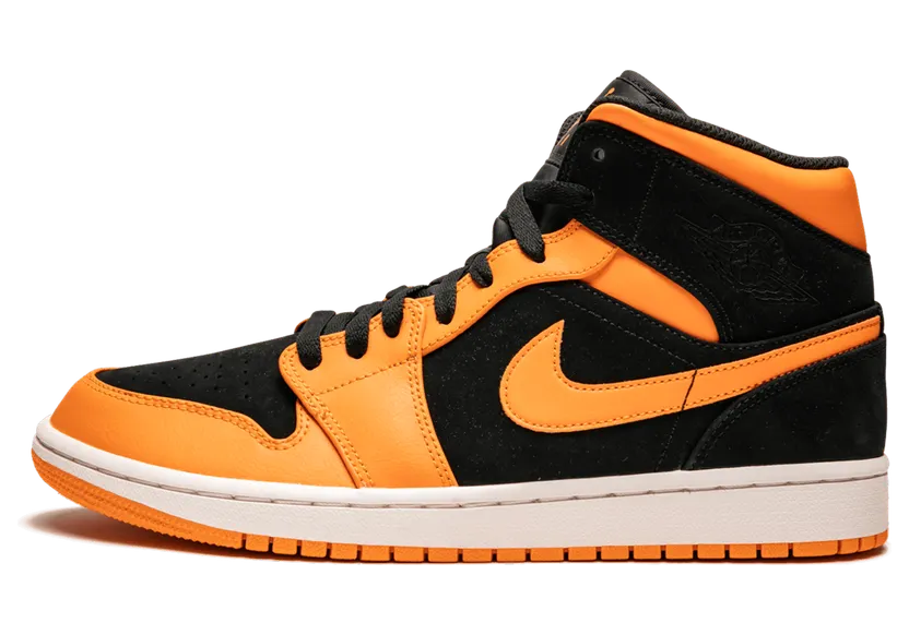 Air Jordan 1 Mid Black Orange Peel (554724-081)
