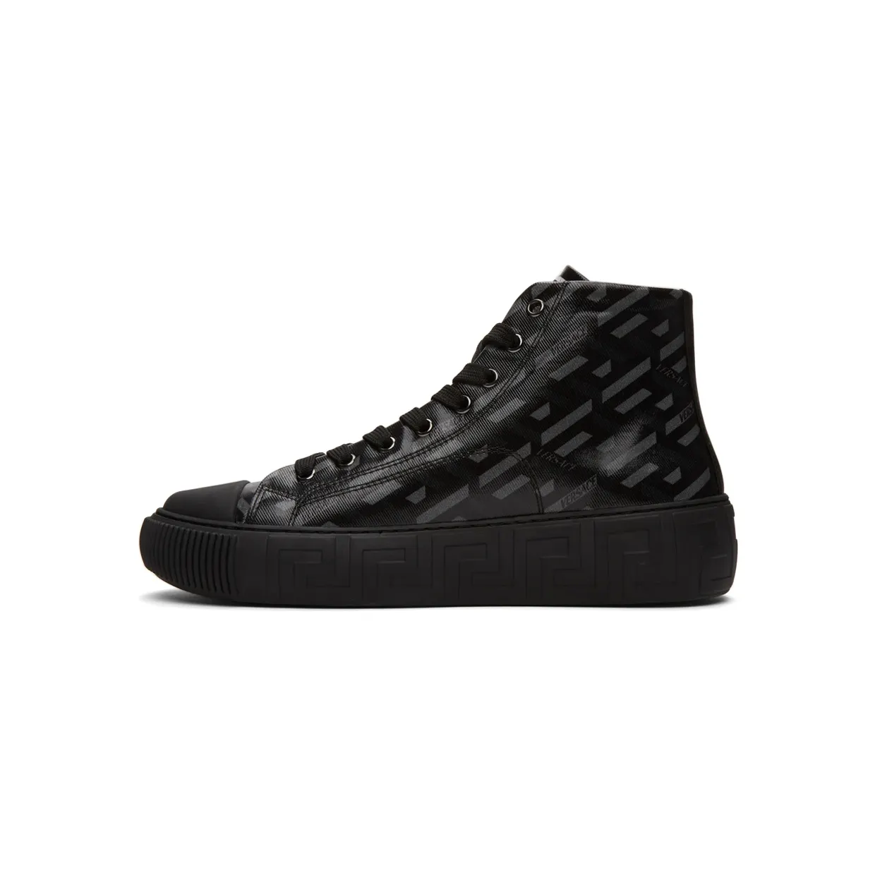 Versace Black & Grey ‘La Greca’ High-Top Sneakers (DSU8403 1A01726) (3)
