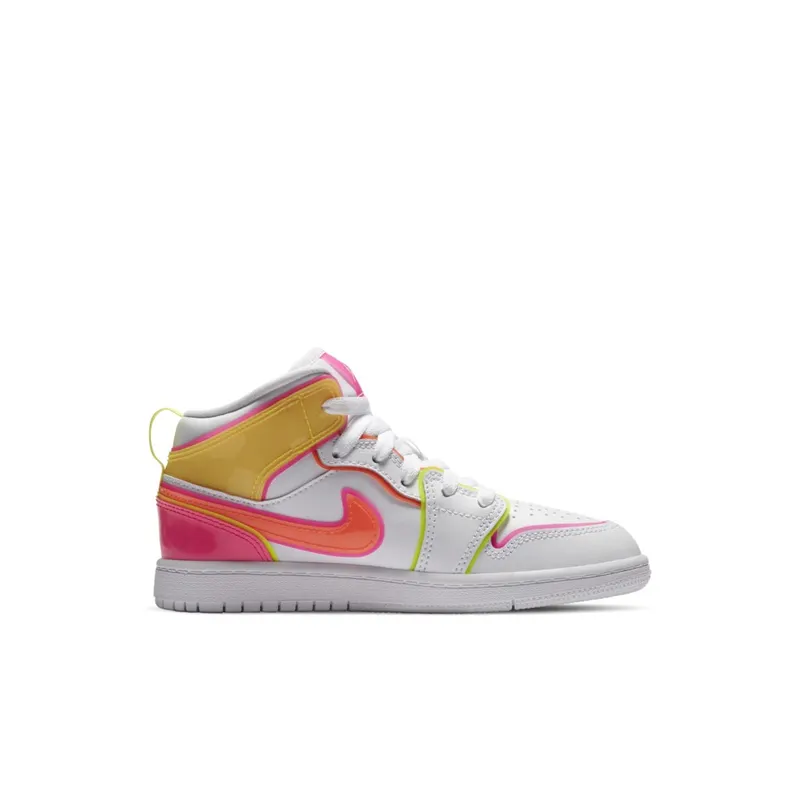 Jordan 1 Mid SE Edge Glow (PS) White/Hyper Crimson-Pink Blast (CV4612-100)