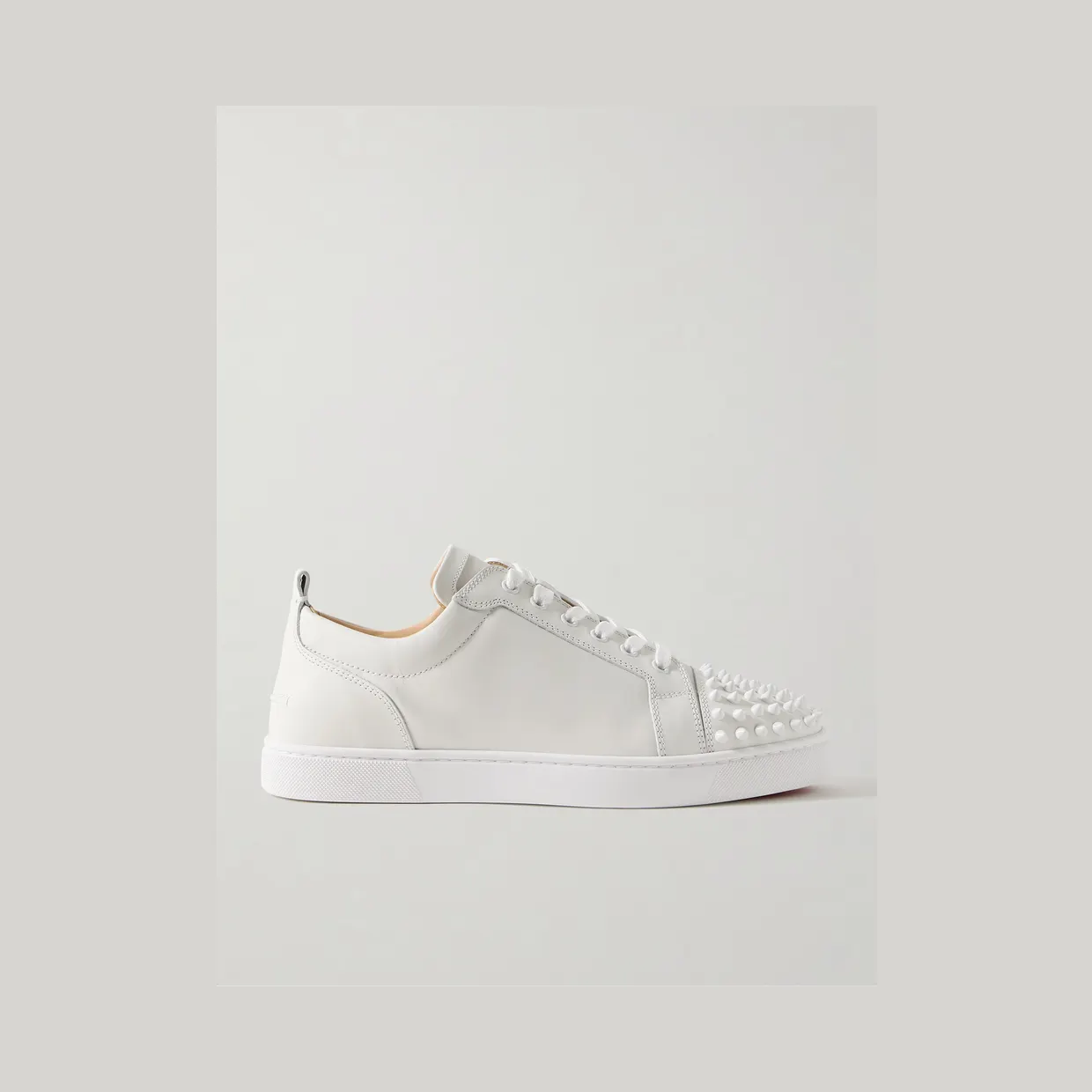 Christian Louboutin Louis Junior Spikes Cap-Toe Leather Sneakers White (3240422)